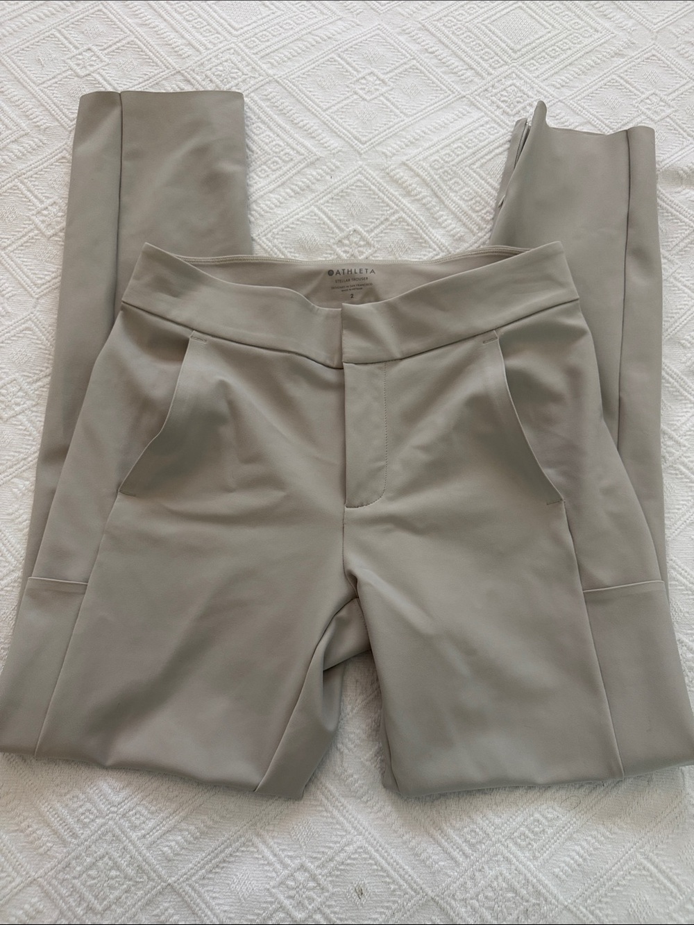 Athleta Slim Pull-On Ponte Pants in Light Taupe